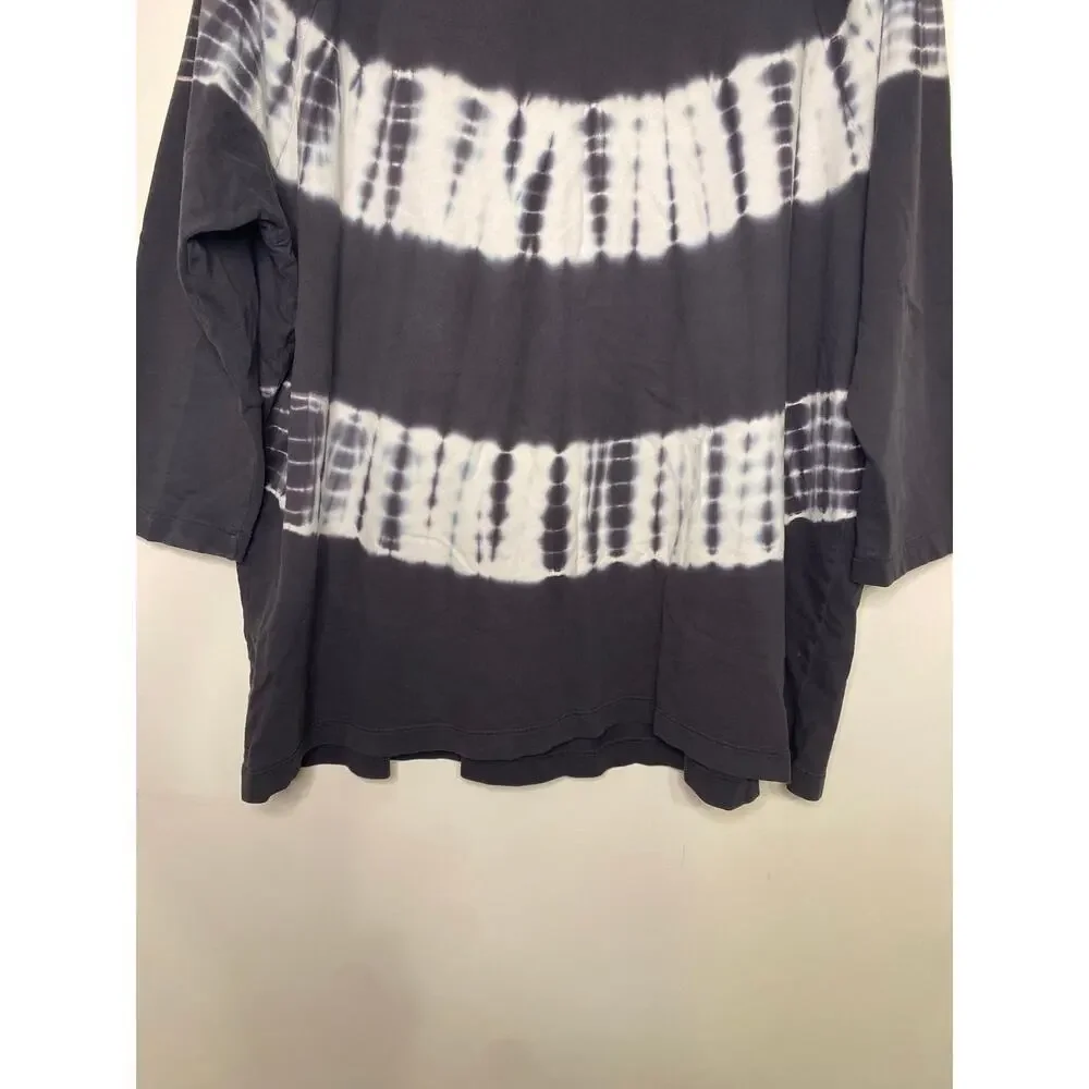 Purejill‎ Organic Cotton Gray White Sweater 3/4 Sleeves Large Lagenlook
